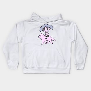 I draw chiyo chan riding her white dog tadakichi-san / azumanga daioh Kids Hoodie